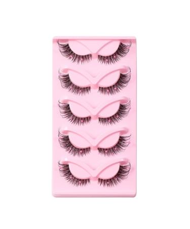 False Eyelashes 5 Pairs Of Transparent Stem False Eyelashes Stage Decoration False Eyelashes Can Be Used Repeatedly for Different Eye Makeup (Color : A Taille unique : 004)