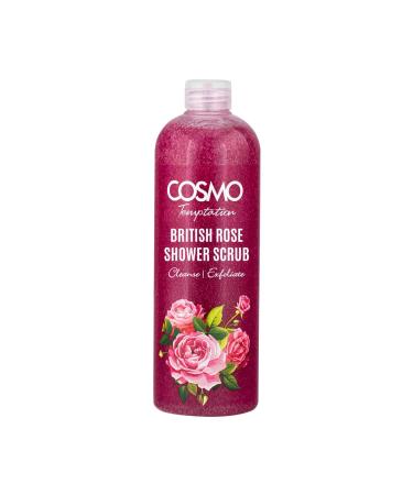 Cosmo Skin Care Temptation British Rose Shower Scrub 1000ml/33.81fl.oz, Body Cleansing, Skin Exfoliate, Remove Impurities & Dead Cells, Best Body Wash, Daily Use Shower Gel, All Skin Types