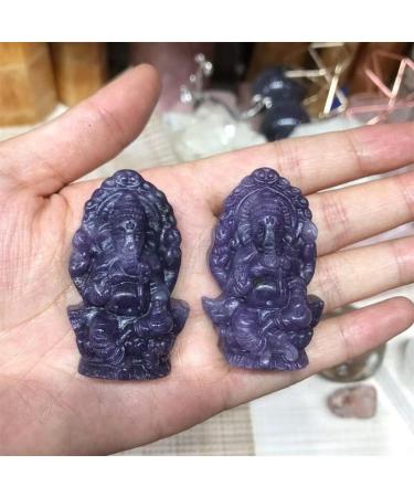 Lepidolite Ganesha Natural Stones Quartz Crystal Carved Elephant God Animals Reiki Gemstones Home Decoration - (Color: 1pcs Size: Approx 5cm) - Buy Online on GoSupps.com