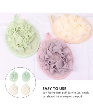 4pcs Pure Color Bath Flower Loofah Sponge Set | Soft Foam Shower Balls for Body Cleaning - Japanese-Style PE Mesh - Buy Online on GoSupps.com