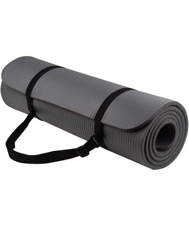 Everyday Essentials 1/2-Inch Extra Thick High Density Anti-Tear Exercise Yoga Mat with Carrying Strap Gray