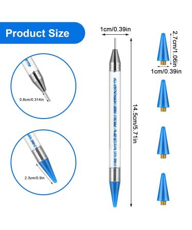 Ouligay Dotting Pen with Interchangeable Wax Heads - Strass Nail Dotting Tools for Art & Design (Blue) - Perfect for Rhinestone Gems & Studs - Buy Online on GoSupps.com