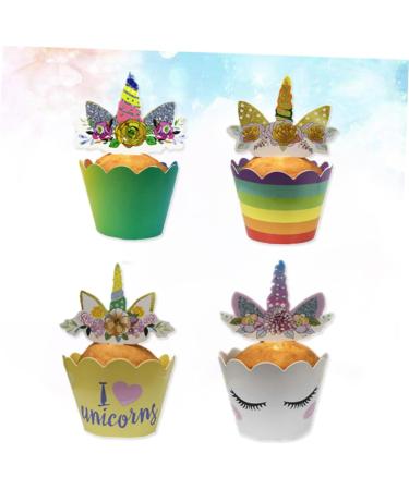 Ciieeo 288 Pcs DIY Cupcake Picks Top Hat Unicorn Cake Toppers Party Cupcake Toppers Unicorn Cupcake Wrappers Wrapping Paper - Buy Online on GoSupps.com