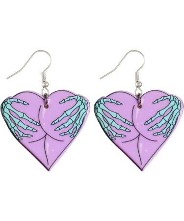 Feyley Halloween Acrylic Drop Earrings - Heart Skull Dangle Jewelry for Women | Funny Statement Earrings - Buy Online on GoSupps.com