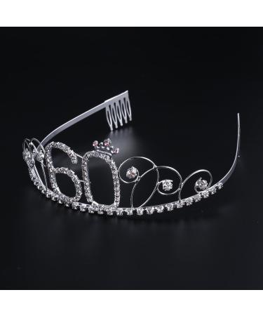 Frcolor 60th Birthday Tiara Crown | Crystal Rhinestone Happy Birthday Party Headpiece - International Shipping Available - Buy Online on GoSupps.com