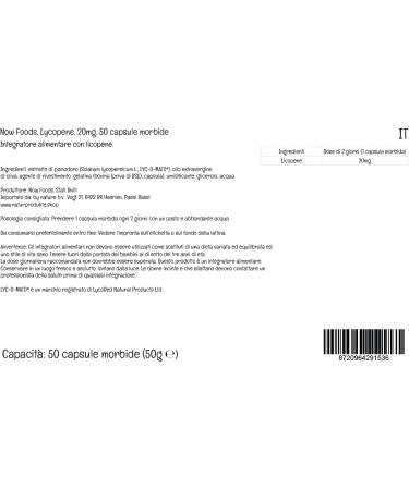 Now Foods Lycopene 20mg | 50 Softgels | Lab-Tested Tomato Extract | Soy Free, Gluten Free, Non-GMO - Buy Online on GoSupps.com