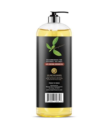 Majestic Pure Avocado Oil - 100% Pure Cold-Pressed Oil for Hair, Skin, Massage - 16 fl oz - Buy Online on GoSupps.com