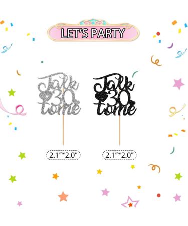 Talk 30 To Me Cupcake Toppers for 30th Birthday Number 30 Sign Cupcake Toppers Black & Silver Glitter Cake Decorations for Cheers to 30 Fabulous Birthday Party Supplies - 24pcs silver&black - Buy Online on GoSupps.com