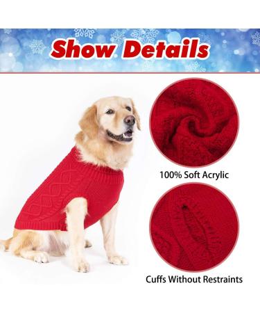 Bingpet Dog Sweaters - Cozy Turtleneck Knitting for Small/Medium Dogs & Cats - Warm Autumn/Winter Coat in Classic Red Braid - Buy Online on GoSupps.com