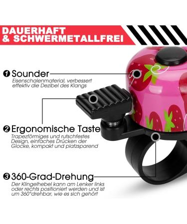 Buy Loud 120dB Bicycle Bell for Kids & Adults - Strawberry Pink Bike Accessory | Perfect for Bicycles Scooters & Tricycles - Buy Online on GoSupps.com