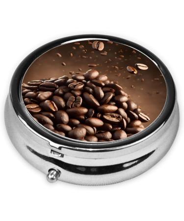 Coffee Beans Printed Mini Round Pill Box | 3 Compartment Travel Organizer | Portable Medicine Case for Home & Office - Buy Online on GoSupps.com