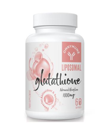 Liposomal Glutathione Supplement 1000mg Reduced Glutathione Softgels with Vitamin C for Anti-Aging Detox Brain Immune Health Better Absorption L-Glutathione 60 Capsules per Bottle 60 Count (Pack of 1)