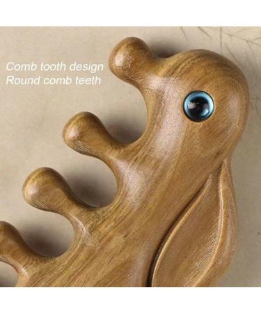 Rabbit-Shaped Wooden Massage Comb | Natural Wide Tooth Sandalwood Scalp Massager for Hair Growth - Buy Online on GoSupps.com