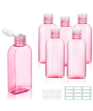 Kitchen GIMS Travel Bottles for Toiletries 6 Pack 3.4oz/100ml with Flip Cap Empty Squeeze Bottles Travel Toiletry Bottles for Shampoo Conditioner & Lotion with Lables Pink