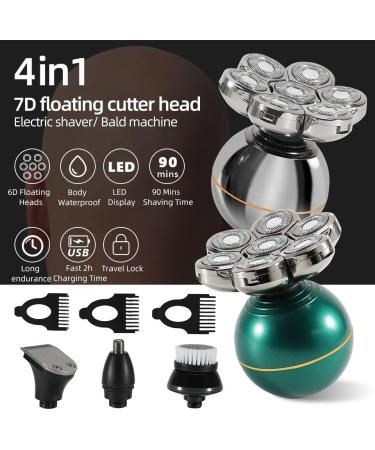 Head Shavers for Bald Men - 4 in 1 Electric Shaver & Hair Clipper - USB Rechargeable 7 Blade Grooming Kit (Green - Buy Online on GoSupps.com
