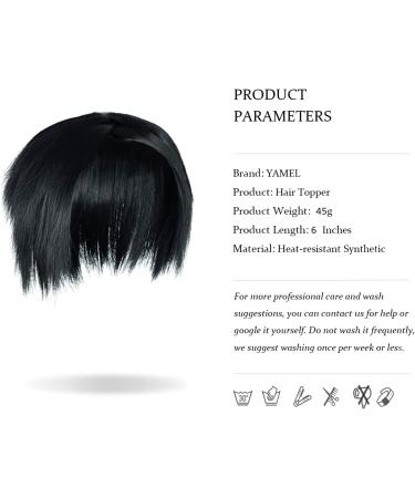 Yamel Hair Toppers for Women - Black Straight Synthetic Wiglets with 2 Clips - Hairpieces for Thinning Hair - Buy Online on GoSupps.com