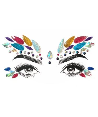 Unimore Makeup Face Jewels Stickers Decorations  Women Mermaid Face Gems Glitter  4 Sets Rhinestone Face Jewels Eyes Face Body Temporary Tattoos for Rave Party & Cosplay Collection 3