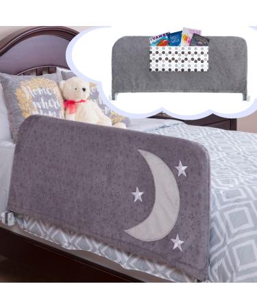 Beautiful Bed Rail for Toddlers - Includes Decorative Cover with Inside Pocket - Kids Safety Guard Rail - Toddler Bed Rails for Children - Fits Twin, Full, Queen and King - Extra Long 54" Grey Grey Extra Long 54"