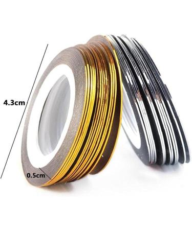20 Rolls Nail Art Striping Tape - Gold & Silver Adhesive Foils for Manicure Decoration | International Shipping - Buy Online on GoSupps.com