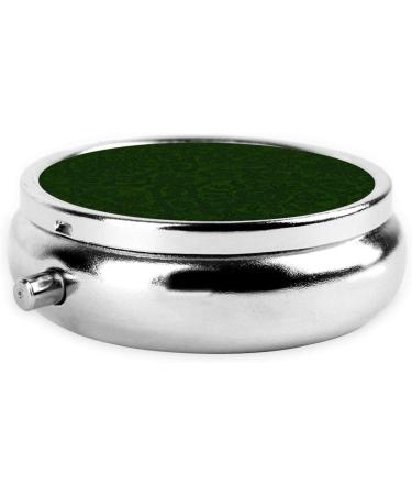 Hunter Green Floral Portable Round Pill Box | Lightweight & Moisture-Proof | Organize Vitamins & Supplements - Buy Online on GoSupps.com