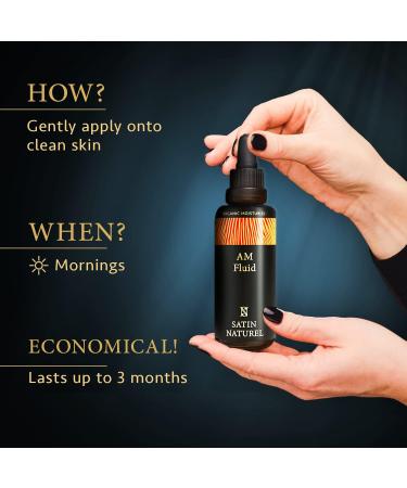 Satin Naturel AM Fluid Organic Moisturiser - 2-in-1 Day Cream + Primer Makeup 50ml - Face Moisturiser for a Glowy Hydrated Skin Care before applying Makeup - Morning Face Care - Made in Germany - Buy Online on GoSupps.com