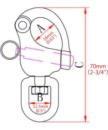 NRC&XRC Swivel Eye Snap Shackle Quick Release Bail Rigging Sailing Boat Marine Stainless Steel Clip Pair 2-3/4 - Silver - Buy Online on GoSupps.com