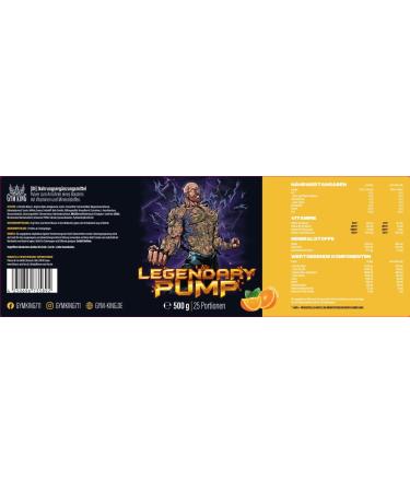 Gym King Legendary Pump Pre Workout Booster 500g - Boost Energy & Performance | Orange Flavor - International Shipping Available - Buy Online on GoSupps.com