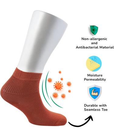 Cosyfeel Women Loose Diabetic Socks | 4-Pack Neuropathy Ankle Socks for Ladies | Super Soft Eco-Friendly Bamboo Material | Durable with Seamless Toe | Multicolour Patterns | 4 Seasons 4-7 BOMBAY BROWN - Buy Online on GoSupps.com