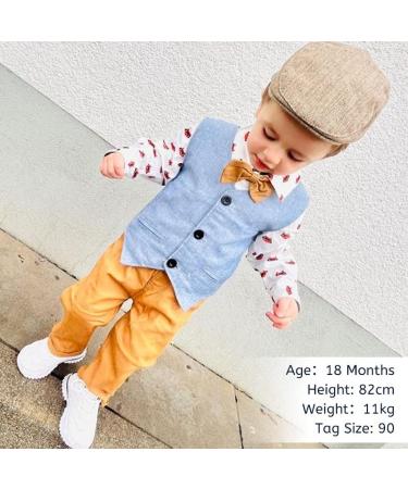 Volunboy Baby Boys Gentleman Suit 4 PCS Set | Formal Waistcoat Outfit Wedding Shirts + Vest + Bow Tie | 18-24 Months - Buy Online on GoSupps.com
