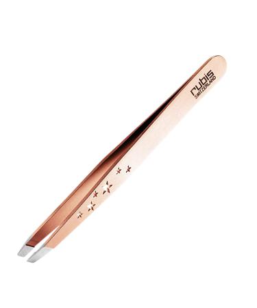 Rubis Classic 6-Star Stainless Steel Slanted Tweezers for Precise Eyebrows and Hair Removal  1K103CTRED  Made in Switzerland  Red Gold  The Gold Collection