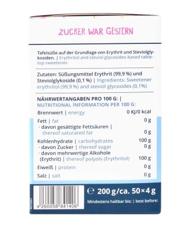 Buy NoSugarSugar Erythritol & Stevia Sticks - Calorie-Free Sugar Substitute (3 x 200g) for International Shipping - Buy Online on GoSupps.com