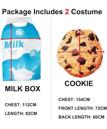 ReneeCho Couple Costume Halloween Food Cookies and Milk Carton Box Adult Men Women - Buy Online on GoSupps.com