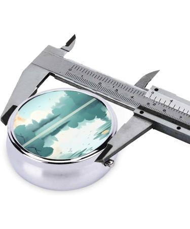 Fallen Leaves Tranquil Lake Round Pill Box | 3 Compartment Organizer | Portable Travel Pill Box for International Shipping - Buy Online on GoSupps.com