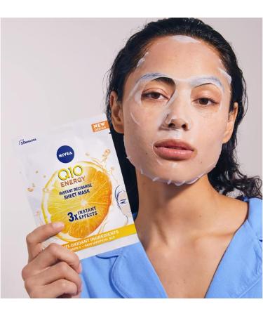 NIVEA Q10 ENERGY Sheet Mask (1 piece) Nourishing Anti-Aging Face Mask with Coenzyme Q10 & Vitamin C Facial Care for Radiant and Visibly Younger Skin - Buy Online on GoSupps.com