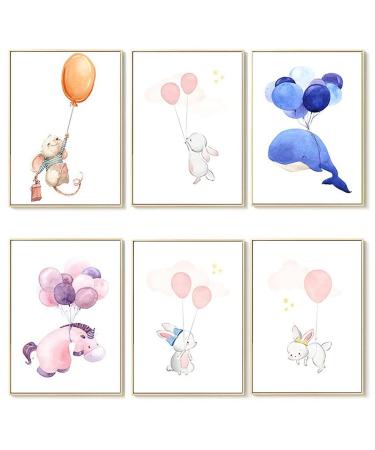 lulupila Pictures Nursery Decorative Poster Baby Room Living Room A4 Children's Poster Animal Motifs Forest Animals for Children Boys Girls (Set of 6 - G8)