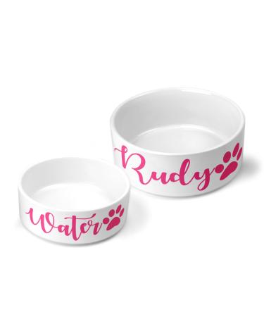 Personalised Pet Bowls Dog Bowl Cat Bowl Rabbit Animal Food Water Treat Mrs Hinch (Small Bowl (500ml) Baby Pink) Small Bowl ( 500ml ) Baby Pink