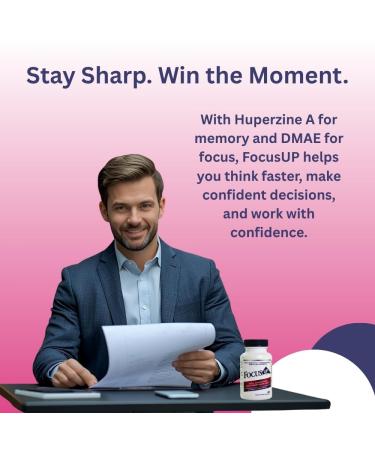 FocusUP Brain & Energy Support Supplement Natural Nootropic Capsules with Acetyl L-Carnitine Rhodiola DMAE & Huperzine-A | Supports Focus Memory Mood & Mental Clarity | 45 Sugar-Free Capsules Natural Berry Flavors 45  - Buy Online on GoSupps.com
