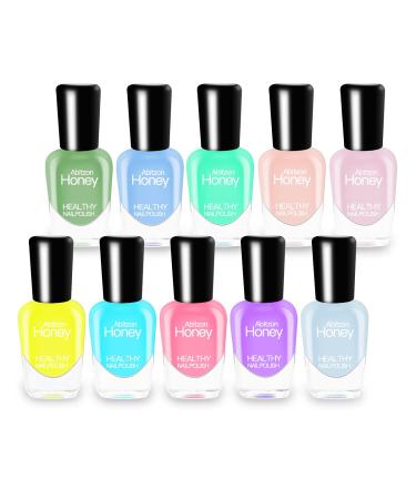 Abitzon NEW Nail Polish Set (10 Bottles) - Non-Toxic Eco-Friendly Easy Peel Off & Quick Dry Water Based Nail Polish Multicolor