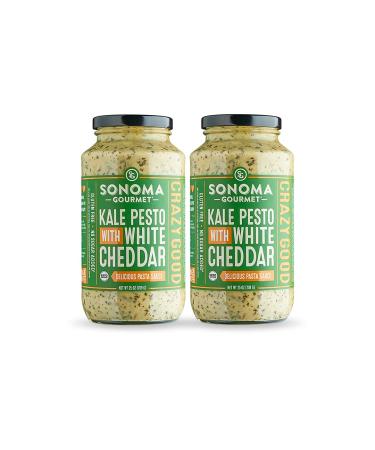 Sonoma Gourmet Rich & Creamy Kale Pesto with White Cheddar Pasta Sauce | Gluten-Free | Made With Garden Fresh Kale & Sharp White Cheddar - 25 Ounce Jars (Pack of 2) 1.56 Pound (Pack of 2)