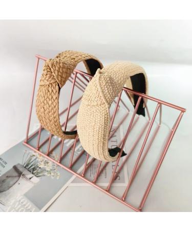 Lvyeer 2 Piece Raffia Knotted Headband Set for Women - Boho Style Summer Hair Accessories (2 Piece-A) - Buy Online on GoSupps.com