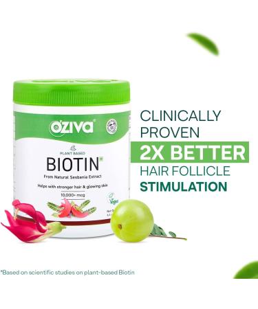 OZIVA Plant Based Biotin Powder for Hair Growth | Silica & Sesbania Agati | Clean & Vegan | 125g - Buy Online on GoSupps.com