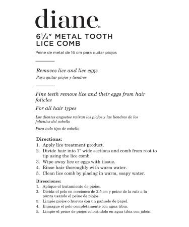 Diane D7009 Metal Tooth Lice Comb with Handle - Effective Lice Removal Tool for Kids & Adults | Fast International Shipping - Buy Online on GoSupps.com