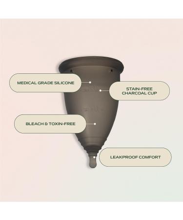 Hempress Charcoal Period Cup - Medical Grade Silicone Reusable Menstrual Cup for Women Soft Leakproof & Stain Resistant - Up to 12 Hour Comfort - Buy Online on GoSupps.com