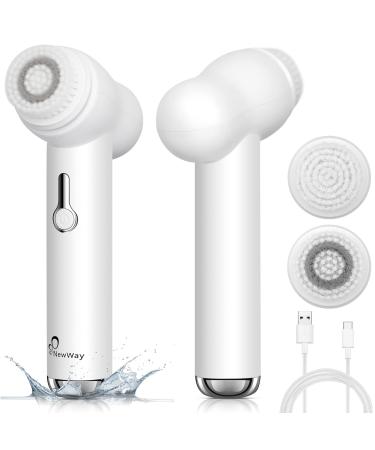 Facial Cleansing Brush Rechargeable IP67 Waterproof with 2 Brush Heads  Face Sonic & Rotation Deep Wash Brush Exfoliating Removing Blackhead 3 Vibrating Setting