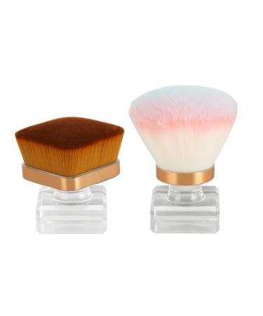 Flat Top Foundation Brush Blusher Brush for Loose Powder Synthetic Fiber Comfortable Handle with Makeup Base