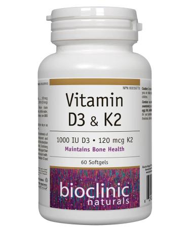 Bioclinic Naturals Vitamin D3 & K2 60 Gels