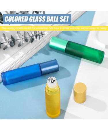 Tyfyh 16-Pack 10ml Multicolor Glass Roller Bottles | Refillable Essential Oil Containers with Stainless Steel Balls - Buy Online on GoSupps.com