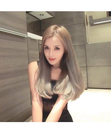 Shop European & American Long Straight Wigs | Natural Black & Ash Colors with Liu Hai Pear Flower Buckle - Buy Online on GoSupps.com