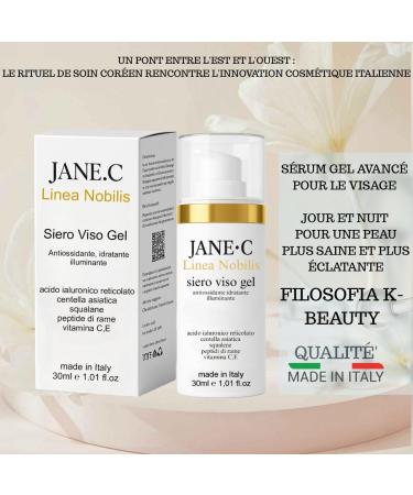 JANE C Ligne Nobilis S rum Visage Gel Anti- ge R quilibrant Inspir de la K-Beauty et Perfectionn en Italie Peptides de Cuivre Centella Asiatica Antioxydant & S bor gulateur Made in Italy 30 ml - Buy Online on GoSupps.com