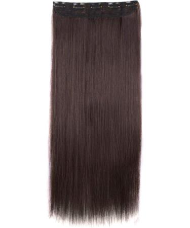 MapofBeauty 23" Long Straight Clip in Hair Extensions Hairpieces (Dark Brown) - Buy Online on GoSupps.com
